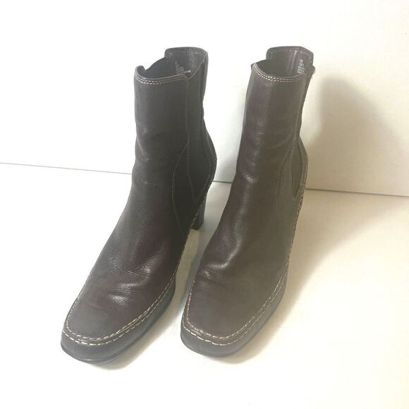 Naturalizer Ankle Bootie Womens 10B Brown Leather Pull On High Heel Casual Boots - Picture 2 of 12